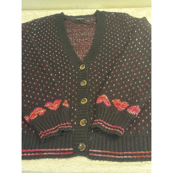 Torrid Women's Pink Hearts V Neck Button Cardigan Sweater Sz 2 (18/20) Valentine - Picture 3 of 13